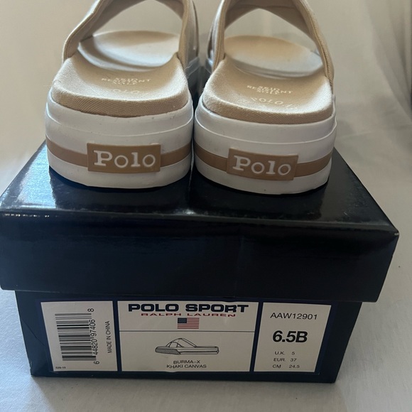 VINTAGE. NIB. Polo by Ralph Lauren Khaki Sandals - Picture 1 of 6